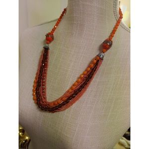 🐸Glass beads necklace multi layers orange